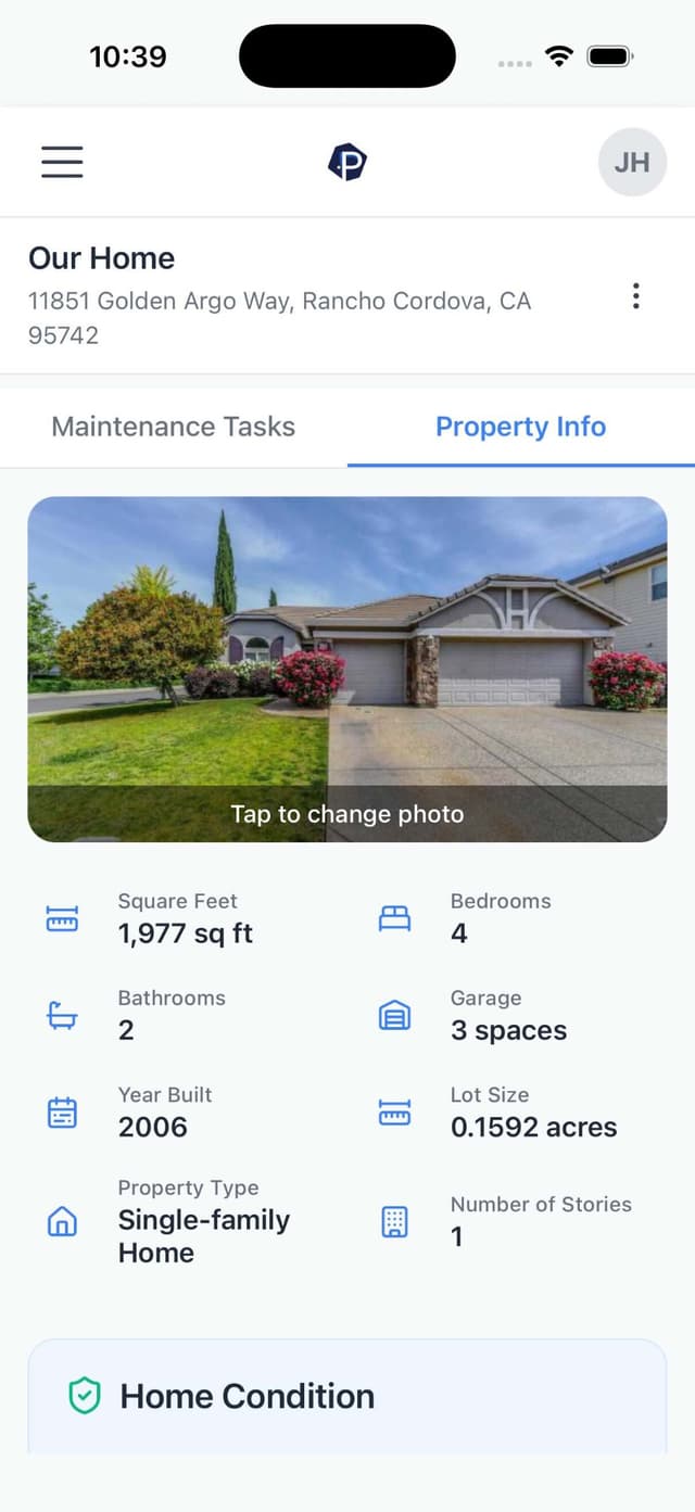 Properteer iOS App - Home Screen
